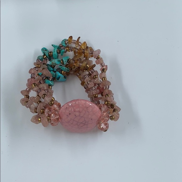 Pink and turquoise stone necklace and bracelet - Picture 3 of 3